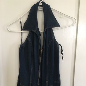 70s style denim romper.